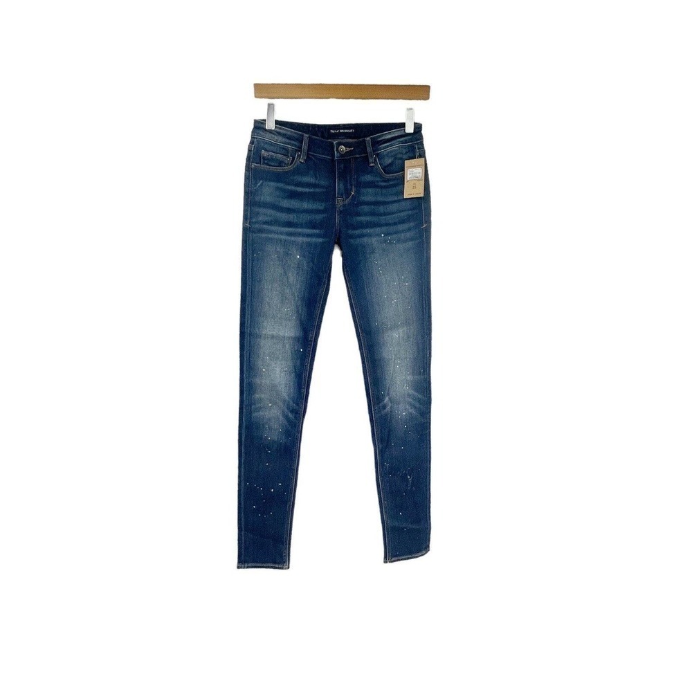 Cult of Individuality Zen Mid Rise Jeans Denim Womens Size 25 Splatter Skinny